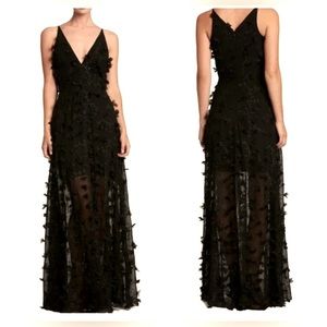 Dress the Population Fleur Floral Applique Gown in Black - Medium - NWT